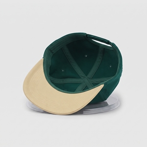 Casquette Snapback 5 Panneaux Personnalisée avec Logo Brodé Plat, Visière Vert Beige, Unisexe, Vente en Gros, Haute Qualité, OEM ODM, Faible MOQ, Sport - Product Image 5