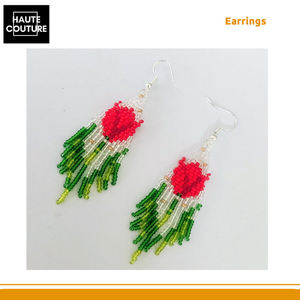 Pendientes de Tallo de Tulipán con Cuentas Bordadas a Mano de Alta Calidad, 6 cm de Largo, con Borlas Largas para Mujer - Product Image 3