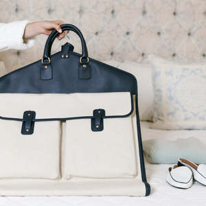 Sac de vêtements en cuir et toile élégant, pliable, porte-costume, organiseur de voyage, fermeture éclair étanche, sac suspendu pour les voyages fréquents - Product Image 4