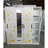 Armoire en acier pour la maison, chambre de bébé, armoire en fer à 4 portes, armoire en acier avec motif imprimé, porte coulissante, armoire en métal