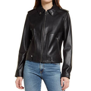 Chaqueta de bombardero desgastada de cuero PU personalizable de alta calidad, forro de poliéster de punto, diseño resistente transpirable para - Product Image 5