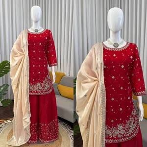 Collection de robes de mariage incroyablement colorées, costume Punjabi Plazzo Kamiz, modélisé pour adultes, nouvelle mode, vêtements indiens et pakistanais - Product Image 4