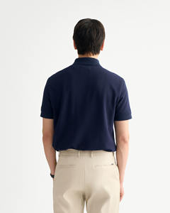 Chemise à manches courtes pour homme, en tricot de qualité supérieure, imprimé, boutonnée sur le devant, logo sur le devant, respirante, en coton et polyester, ajustée, style décontracté et professionnel - Product Image 2