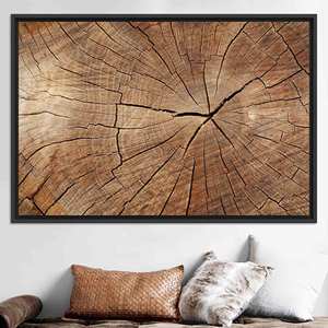 Printed Canvas Artwork: Elegant Brown Tree Ring Design,BLACK <b>FRAMED</b> CANVAS - Product Image 1