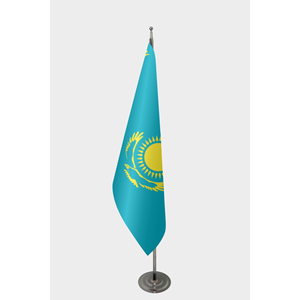 Drapeau d'intérieur officiel du Kazakhstan, impression numérique personnalisée, bannière en polyester, mât en aluminium, assurance automobile, éducation - Product Image 1