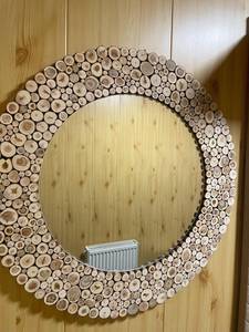 Arte de pared de espejo de mosaico de madera 60cm (24 "), espejo hecho a mano, arte de pared de mosaico de rebanada de madera, arte de rebanada rústica, madera recuperada, - Product Image 5