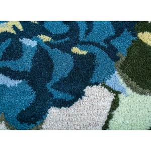 Tapis rectangulaire en laine et viscose tufté à la main Hacienda Blue 9x12, motif floral rayé, pour salon, couloir, 10 mm, nouveau produit - Tra-13524 - Product Image 3