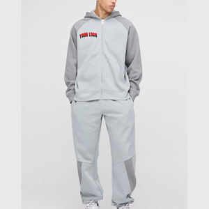 OEM/ODM évacuation de l'humidité respirant solide hommes bloc de couleur fermeture éclair survêtement logo imprimé personnalisé coupe normale vêtements d'hiver 2 pièces - Product Image 1