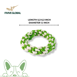 Jouet pour chien en corde de coton à double anneau durable, idéal pour les jeux de traction interactifs, le nettoyage des dents, la mastication et la réduction de l'ennui à la maison - Product Image 3