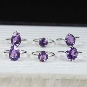 Anillo de amatista de Plata de Ley 925 al por mayor, piedra preciosa cortada en forma de pera de diseñador, estilo clásico para suministros de lotes de fiestas - Product Image 1