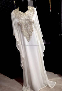 White Colour Ethnic Wear Kaftan/Caftan With <b>Silver</b> Stone and Beads Work on Front <b>Top</b> - Product Image 2