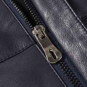 Chaqueta de Cuero de Cordero Blanca para Hombre de Alta Calidad con Tela de Lona, Diseño Casual Sólido y Transpirable - Product Image 6