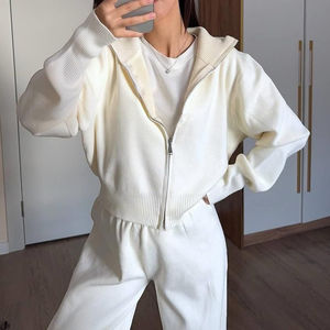 Conjunto de pantalones con capucha y cremallera liso Unisex personalizado chándal para mujer conjunto de pantalones y Sudadera con capucha de felpa francesa - Product Image 4