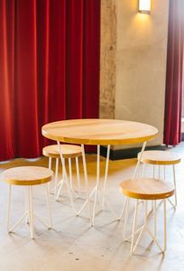 Luxury Industrial Design Rustic Wooden Top <b>Bar</b> <b>Tables</b> Metal Iron Fabricated for Home Hotel Personal Talk Barware Basement Entry - Product Image 3