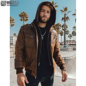 Blouson aviateur d'hiver en cuir avec logo camouflage pour hommes, nouvelle mode, Offre Spéciale décontracté moto - Product Image 4