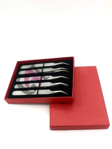 Pince à épiler professionnelle GETUP BROSONS IMPEX en acier inoxydable, à 45 degrés, avec grip diamanté, antimagnétique et antistatique, pour extensions de cils - Product Image 5