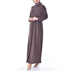 Dernière abaya longue robe musulmane unie formelle naturelle écologique pour les femmes vêtements traditionnels de Dubaï vêtements islamiques Hijab - Product Image 1