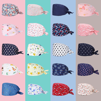 Bonnets chirurgicaux unisexes populaires à motif de chat de dessin animé, à nouer, accessoires de tête pour infirmières, bonnets médicaux doublés en satin