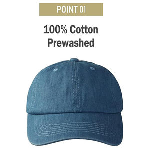 หมวกเบสบอลผ้าเดนิมสีฟ้าผ้าคอตตอนปักโลโก้3D ดีไซน์ทันสมัยปรับขนาดได้ทนทานสวมใส่ได้ทุกวัน - Product Image 2