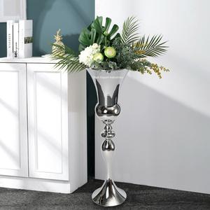 Metal Silver Polished Flower <b>Vase</b> Home & Hotels Floor Decorative Aluminium Flower <b>Vase</b> Wedding Decoration Centerpiece - Product Image 1
