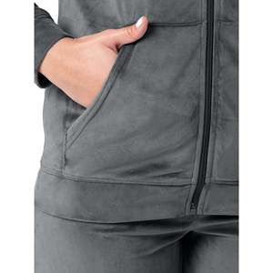 Chándal blanco con logotipo personalizado para mujer, deportes de invierno, entrenamiento tecnológico, tela de terciopelo, cremallera de talla grande, nuevo estilo, entrenamiento deportivo de invierno - Product Image 5