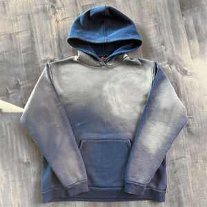 Sudadera con Capucha Personalizada Estilo Vintage Desgastada para Hombre, Lavada al Ácido, con Salpicaduras de Pintura, Decolorada por el Sol, Sin Cordones - Product Image 2