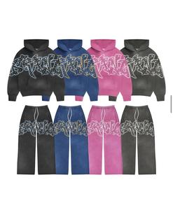 Ropa de calle nuevo estilo logotipo personalizado serigrafiado Vintage Sun Faded Zip Up chaqueta y pantalones cortos correr deportes chándal pantalones cortos conjunto hombres - Product Image 3