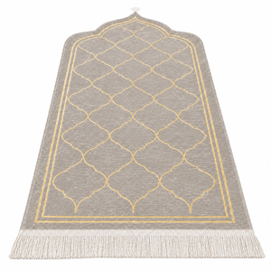 Tapis de prière en velours beige de luxe, Janamaz Sejjadah, antidérapant, tapis musulman, cadeau islamique, vente en gros - Product Image 1