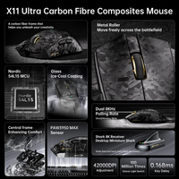 Souris de jeu sans fil ATTACK SHARK X11 ULTRA en fibre de carbone 8K PAW3950MAX, taux de polling 8K, triple mode, RGB programmable