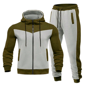 Chándales de 2 piezas con cremallera completa atlética para hombre de buena calidad, chándales de manga larga para deportes activos, conjuntos de trajes estampados de invierno - Product Image 2
