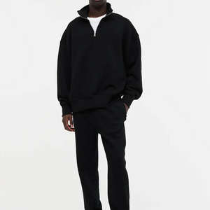 Sweat-shirt à col montant zippé pour homme, personnalisé, style streetwear, doublure thermique, épaules tombantes, fermeture éclair, performance - Product Image 4