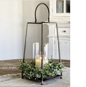Wedding Christmas Centerpiece Modern Gold Metal Handmade <b>Candle</b> <b>Lantern</b> Tall Decorative Geometric <b>Lanterns</b> Indoor Outdoor Home - Product Image 4