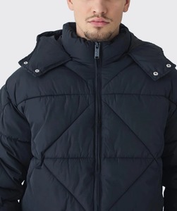 2026 Hip Hop Style <b>Quilted</b> Lining Plain Dyed Men Puffer Jacket Winter Outwear Water Repellent Windproof <b>Thick</b> Padded Jacket - Product Image 5