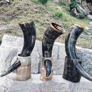 Cuerno para Beber de Animales Pulido, Ecológico y Natural, Soporte Vikingo de Alta Calidad, Color Marrón Natural de Vaca, Logotipo Personalizado, Tamaño Personalizado - Product Image 3