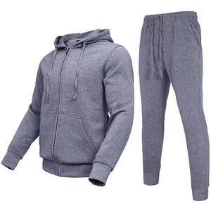 Conjunto Deportivo de Dos Piezas para Hombre, Invierno, Color Sólido, con Sudadera con Capucha y Pantalones Deportivos, 100% Algodón, Transpirable, Secado Rápido, Talla Grande - Product Image 3