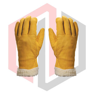 Gants thermiques en cuir de vachette avec doublure en fourrure, épaisseur de 11 oz, antistatiques, antidérapants, personnalisables pour la protection du travail de soudage - Product Image 1