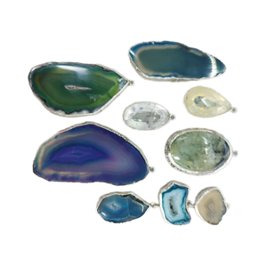 <b>Silver</b> Necklace/<b>Bracelet</b> Set with Synthetic Turquoise Onyx Look Lapis Look Malachite Look Other <b>Man</b>-Made Stones-Modern Design - Product Image 1