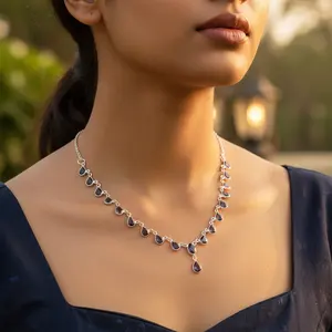 Collar de Plata 925 con Diseño de Lágrima para Mujer, Chapado en Oro, Piedra Principal de Diamante, Estilo Religioso Clásico y Moderno, para Regalo de Compromiso - Product Image 2