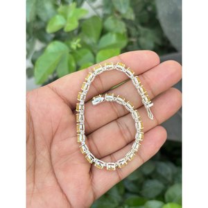 สร้อยข้อมือเทนนิสเงินแท้ 925 ประดับไพลินสีเหลือง เครื่องประดับที่หรูหราและมีสไตล์ - Product Image 3