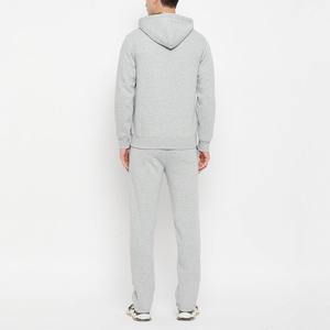 Conjunto Deportivo para Hombre con Capucha y Cremallera Completa, Sudadera con Capucha y Pantalones Deportivos de Felpa Gris Melange, Ropa Deportiva Informal Cálida de Invierno, Ropa Deportiva Elegante - Product Image 3