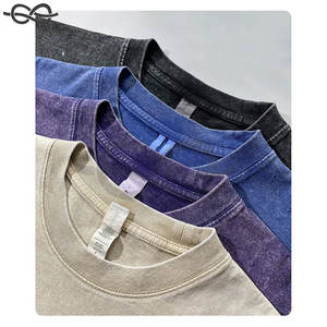 T-shirts vintage délavés à col rond pour hommes, couleur personnalisée, coupe classique, effet vieilli, rétro, doux, 100% coton tissé - Product Image 5