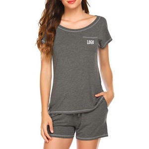 Top Trending Women Summer Outfit Short Sleeves <b>T</b> <b>Shirt</b> and Shorts Cotton polyester Casual wear Women Biker Shorts Set - Product Image 1