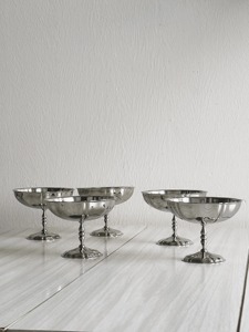 Juego de Tazones para Servir con Pedestal Plateado de Primera Calidad, Perfecto para Eventos de Buffet, Catering y Hoteles, para Servir Postres, Procedente de la India - Product Image 2