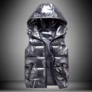 2025 best New Arrival Men's Warn Winter Shiny Quilted Puffer Jacket Windbreaker Padded Thick Black Hooded Bubble Padded Jacket - Product Image 5