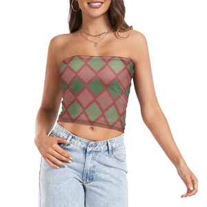 Top Tubo sin Mangas para Mujer, Sublimado |   Tops Cortos de Punto Casuales de Color Sólido con Logotipo Personalizado |   Moda Femenina en Oferta - Product Image 3