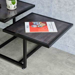 Modern Two-Tiered Nesting Sofa <b>Table</b> 104x50x45cm Convertible Wooden Top Iron Frame Durable Living Room Furniture for Entry Use - Product Image 4