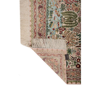 Tapis en soie noués à la main Gulmarg, motif floral rose et violet, 9x12 rectangulaire, pour la décoration de la maison, du salon, pour les adolescents - Pae-6434 - Product Image 5