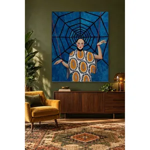 Fida, femme attachée avec des cordes devant un toilett de toile d'araignée, impression sur toile - Product Image 1