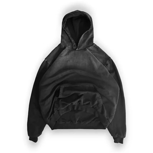 Vente en gros sweat à capuche vintage lavé à l'acide sweat à capuche uni personnalisé lourd surdimensionné vierge en éponge française sweats à capuche épaules tombantes - Product Image 5
