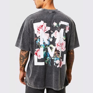 เสื้อยืดผ้าฝ้ายพิมพ์ลายโอเวอร์ไซส์สำหรับผู้ชายเสื้อยืดวินเทจไม่มีลาย250Gsm ซักได้100 - Product Image 1